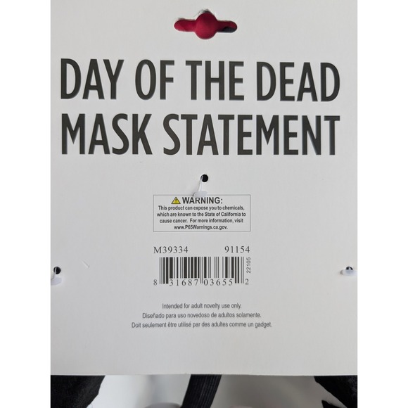 Day of the Dead Face Mask Floral Headband Molded Hard Plastic - Picture 12 of 13